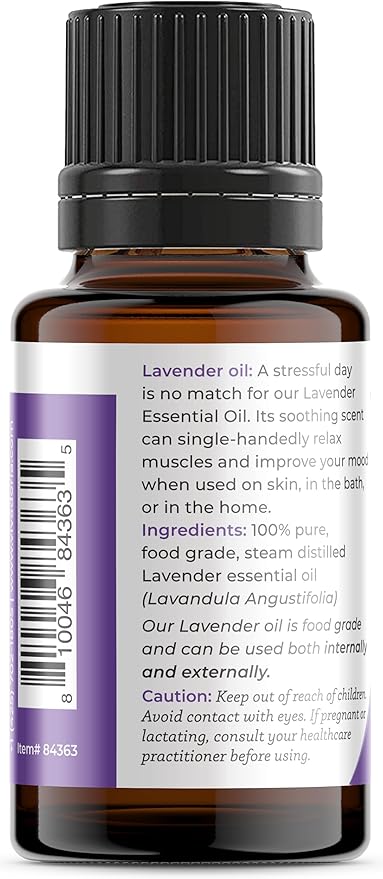 Viva Doria Lavender Essential Oil, 100% Pure, Natural Essential Oil, Undiluted, for Aromatherapy | Food Grade, 15 mL (0.5 Fluid Ounce)