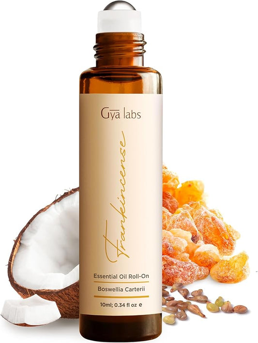 Gya Labs Frankincense Essential Oil Roll on for Face - 100% Pure Natural Frankincense Oil Roller for Skin, Aches Comfort, Soothing Aromatherapy, Self-Care Gifts for Men & Women (0.34 Fl Oz)