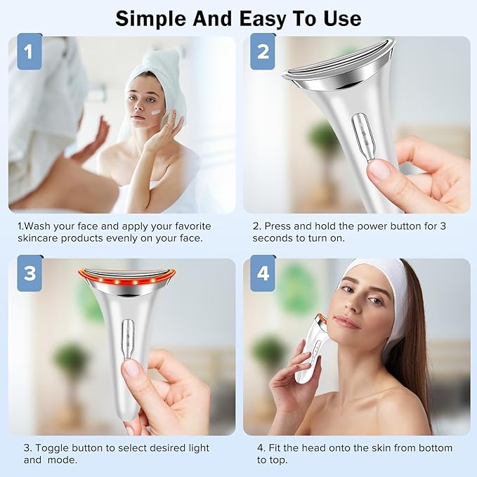 7-in-1 Face and Neck Care, Multi-Function Facial and Neck Skin Care for Home Use, 7 Color, White