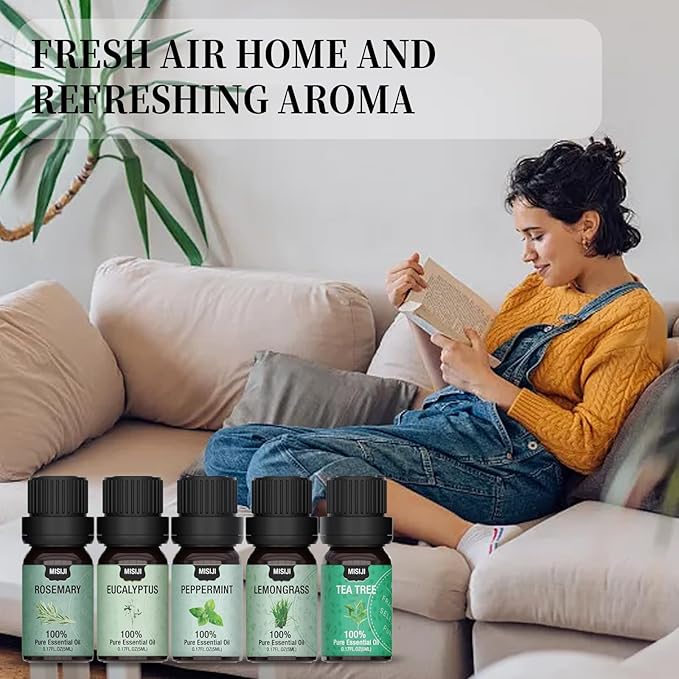 Essential Oils Set Top 12 Aromatherapy-Essential Oils for Diffuser for Home,Air Freshening Diffuser Oils Scents for Aromatherapy,Laundry,Candle&Soap Making,Humidifiers 12 X 5ML