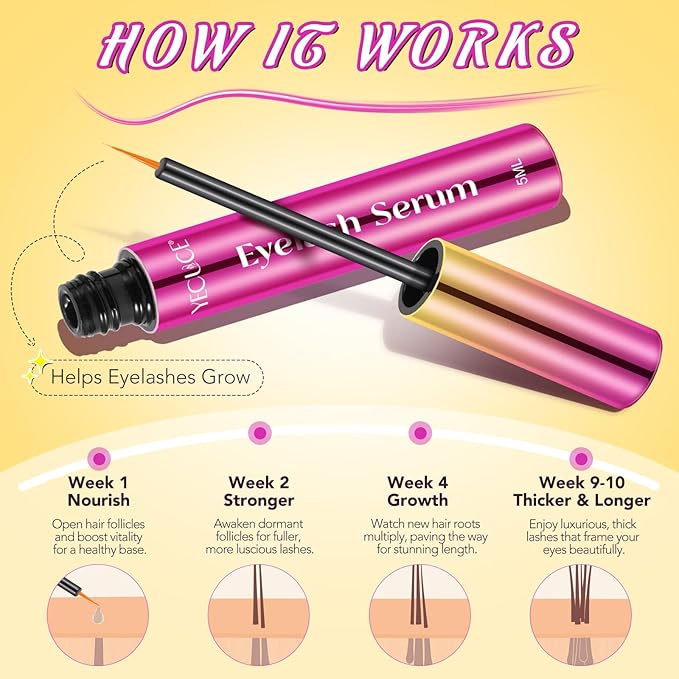 Organic Castor Oil Fuller & Longer Looking Eyelashes, Nourishing & Conditioning Formula, Eyelash Serum To Grow Lashes, Lash Boost Serum, 5ml