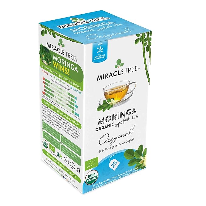 Miracle Tree - 3 Count of Organic Moringa Superfood Tea, 25 Individually Sealed Tea Bags, Original (Keto, Detox, Energy/Immunity Booster, Vegan, Gluten-Free, Organic, Non-GMO, Caffeine-Free)