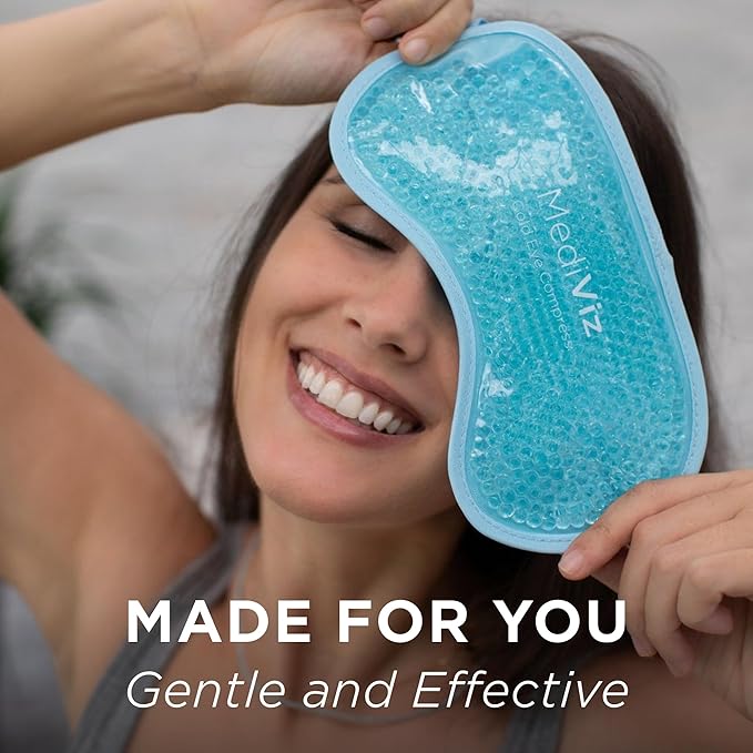 Cooling Gel Eye Mask- Reusable Cold Eye Mask for Puffy Eyes, Allergies, Sinuses - Soothes Dark Circles & Aids with Headaches - Comfortable & Easy to Use with Stretchy Band - Blue