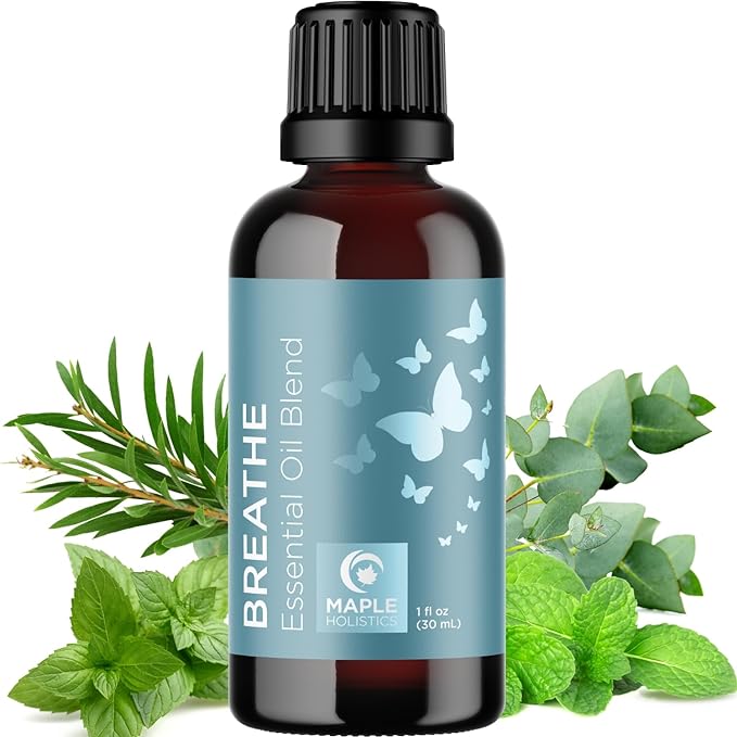 Breathe Essential Oil for Diffuser - Invigorating and Refreshing Breathe Essential Oil Blend with Eucalyptus Peppermint Tea Tree and Mint for Diffusers for Home and Shower Aromatherapy (1 Fl Oz)
