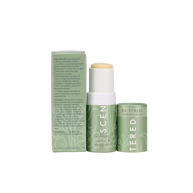 Scentered Aromatherapy Stress Relief Balm Stick - De Stress Essential Oil Roll On for Calm & Relaxation - 100% Natural Stress Reliever - Chamomile, Cedarwood, Rosemary - Stress Relief Gifts for Women