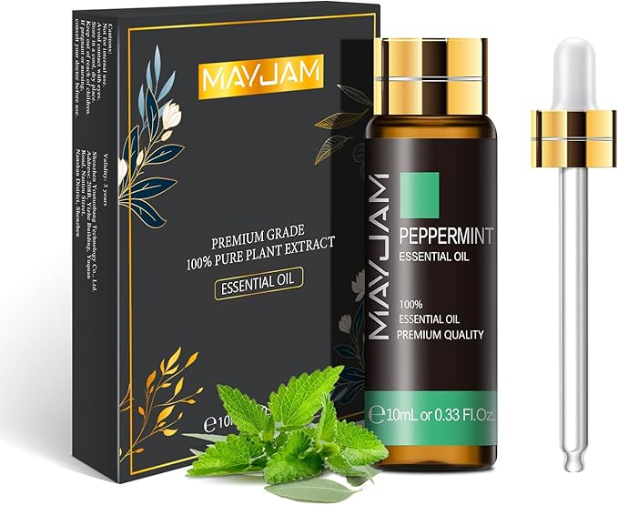 Peppermint Essential Oil, MAYJAM 10ML/0.33FL.OZ Premium Peppermint Oils for Soap Candle Making, Diffuser, Bedroom, Living Room, Office