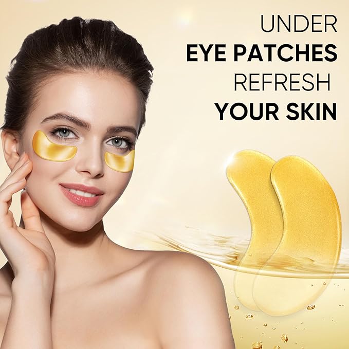40 Pcs/20 Pairs 24K Gold Eye Mask Collagen Under Eye Mask Patches for Dark Circle Puffiness, Refresh, Revitalizing, Travel, Wrinkles, Gold Eye Patches
