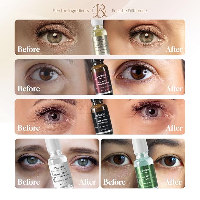 Decoder Eye Serum Oil for Dark Circles and Dullness - Nourishing Eye Skin Care Essence with Jojoba Oil, Squalane, Shea Butter, Turkish Rose Extract