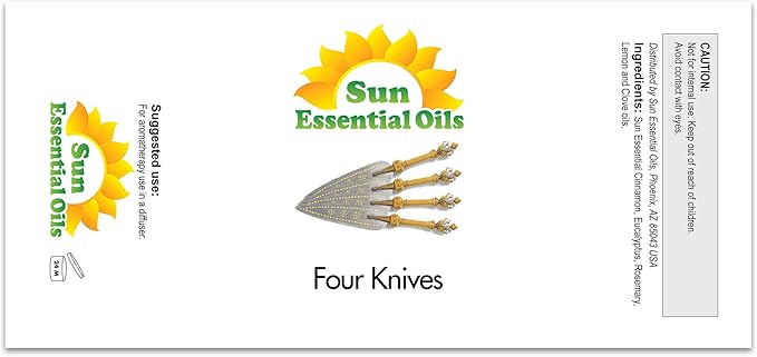 Sun Essential Oils - Four Knives Essential Oil 16oz for Aromatherapy, Diffuser, Candles, Soaps, lotions, or shampoos, DIY