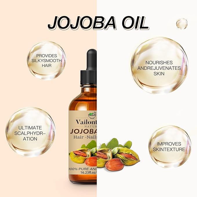 Jojoba Oil Organic – Natural Body Oil and Massage Oil, Body Spray for All Skin, Hair, and Nails, Cold Pressed & Hexane Free(Jojoba Oil, 16 Fl Oz)