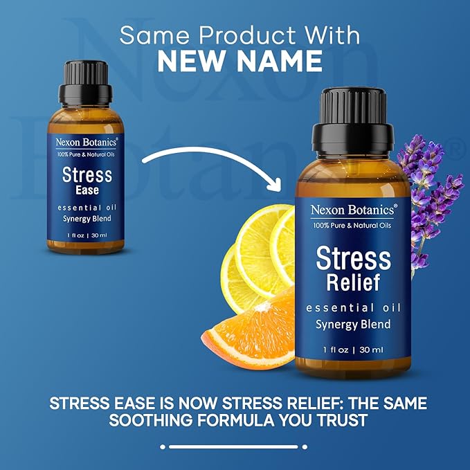 Stress Relief Essential Oil Blend 30 ml - Stress Relief & Calm Essential Oil for Diffusers & Aromatherapy - Promotes Relaxation & Sleep - Nexon Botanics