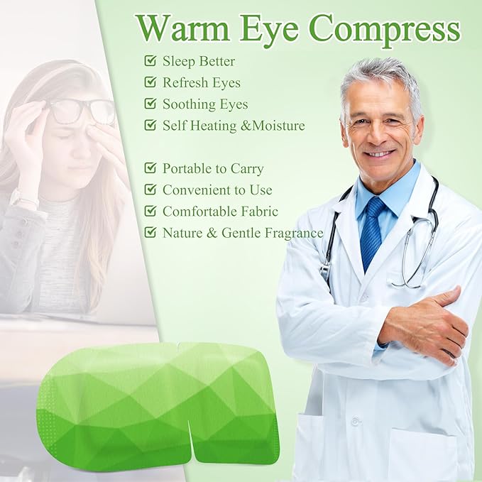 16 Packs Steam Eye Mask, Heated Eye Mask for Sleeping, Warm Compress for Eyes, Self Heating Disposal Eye Mask Comfortable Sleep Mask for Home, Office, Spa, Travel Essentials (Green Tea)