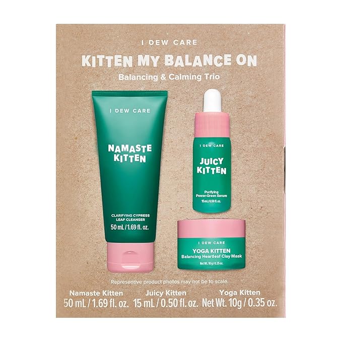 I Dew Care Heartleaf Skincare Set - Kitten My Balance On + Sheet Mask Pack - Let's Do This Sheet, (5 ea) Bundle
