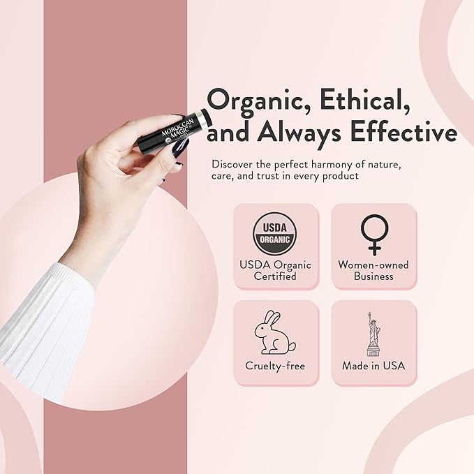 Moroccan Magic Organic Manuka Honey Lip Balm 3 Pack | Made with Natural Cold Pressed Argan and Essential Oils Lip Balm | Smooth Application