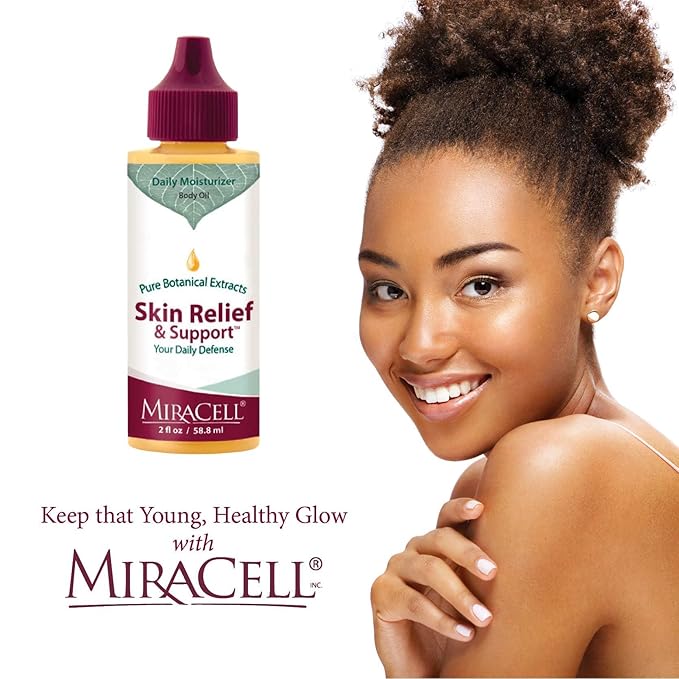 Miracell Skin Relief & Support Oil – Natural Face & Body Moisturizer with Apricot, Jojoba, and Vitamin E – Fast-Absorbing Hydration for Dry, Sensitive, or Rough Skin – 2 oz