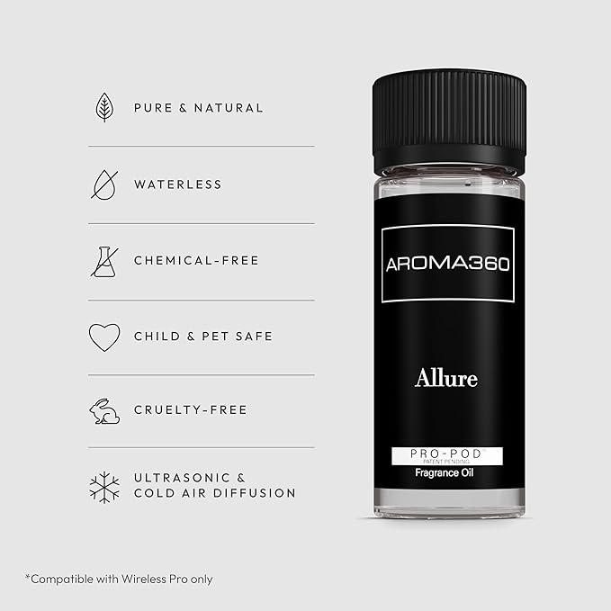 Aroma360 Allure Pro Pod 50ML - Fragrance Oil Blend | Hotel Inspired Luxury Essential Oil Diffuser | Aromatherapy Scent Diffuser Oils | Notes of Bergamot, Nutmeg, Jasmine, Rose, Sandalwood, and More.
