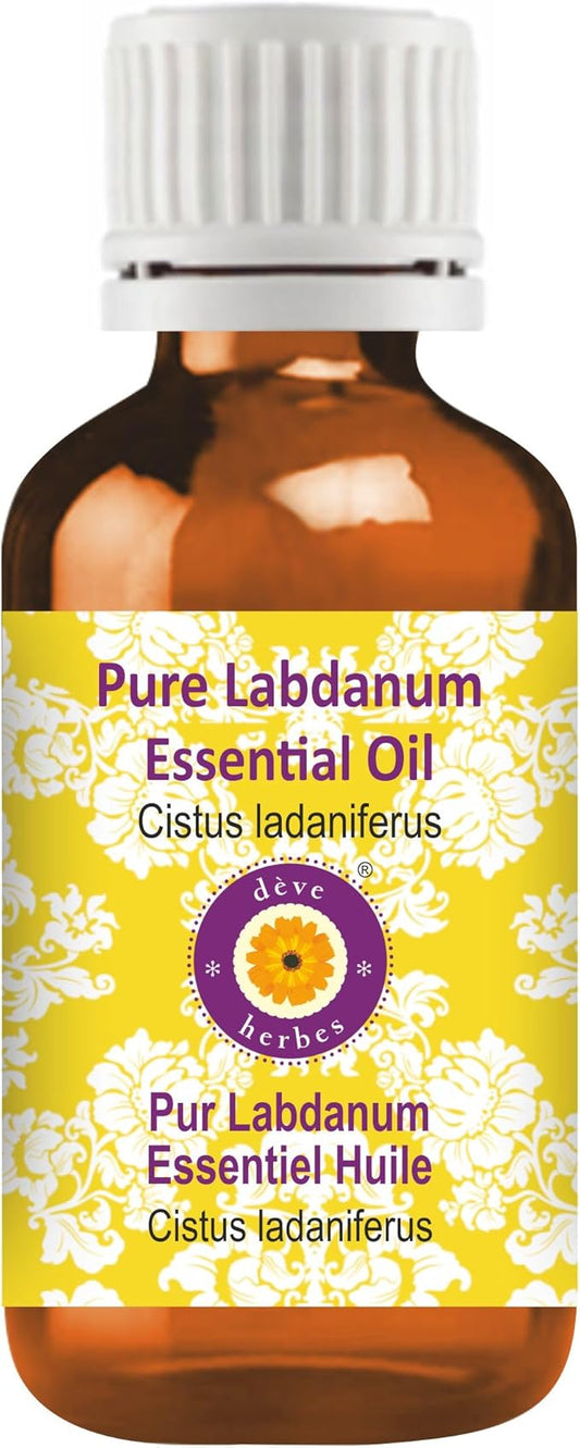 Deve Herbes Pure Labdanum Essential Oil (Cistus ladaniferus) Steam Distilled 10ml (0.33 oz)