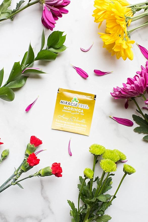 Miracle Tree - 6 Count of Organic Moringa Superfood Tea, 25 Individually Sealed Tea Bags, Honey & Vanilla (Keto, Detox, Energy/Immunity Booster, Vegan, Gluten-Free, Organic, Non-GMO, Caffeine-Free)