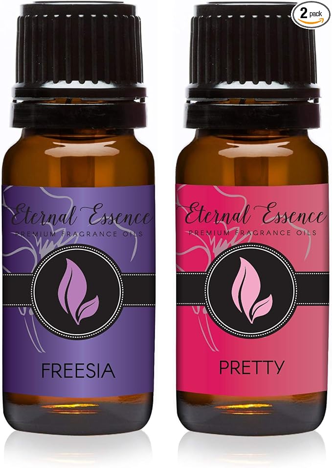 Eternal Essence Oils 2 Pack 10ml Premium Fragrance Oil - Freesia & Pretty - for Candle, Soap Making, Aromatherapy, Diffusers, Home Care, & Humidifiers
