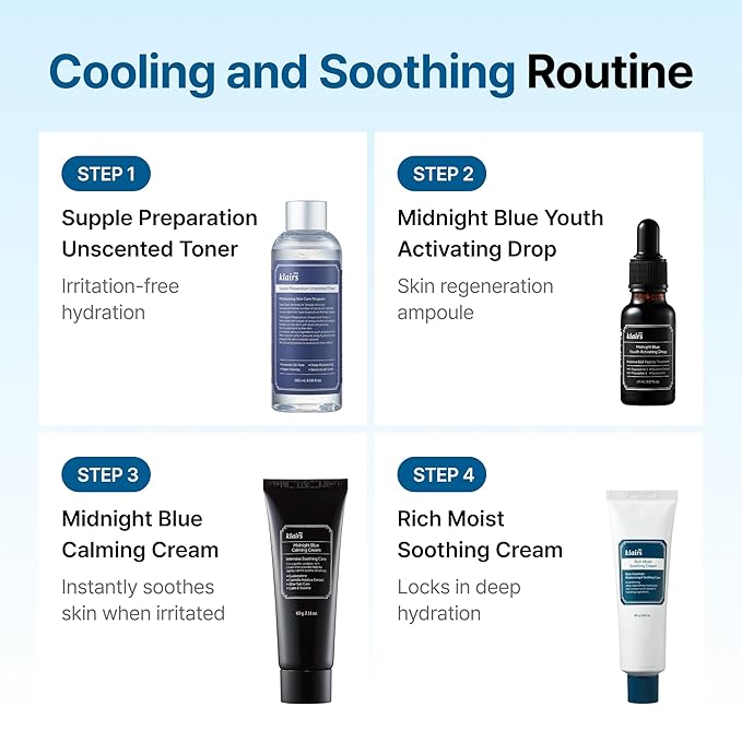 DearKlairs] Midnight Blue Calming Cream, Soothing, Redness Relief Moisturizer, Hydrating, Fast Absorbing, Light Texture for Easy Use, Sensitive Skin Friendly (1.01 Fl Oz (Pack of 1))