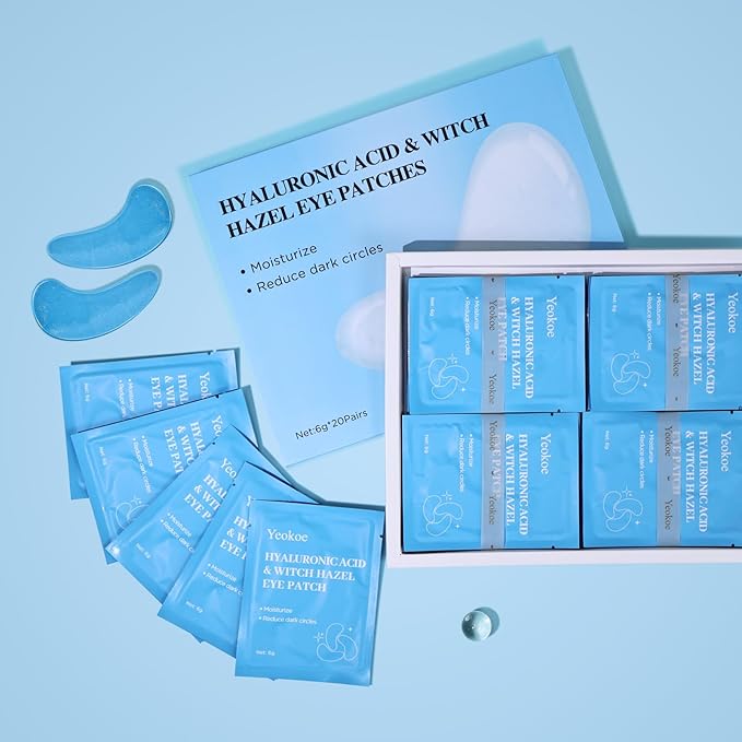 Under Eye Patches for Dark Circles,Puffy Eyes,20 Pairs Face Masks SkinCare With Hyaluronic Acid Witch Hazel for Moisturize