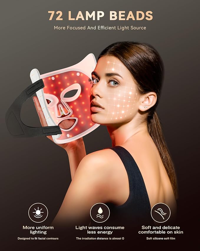 LED Light Therapy Mask Skin Care Mask, LED Red Light Therapy 630nm & 830nm Wavelength for Home Use, Body Beauty Machine for Care at Home (premium white)