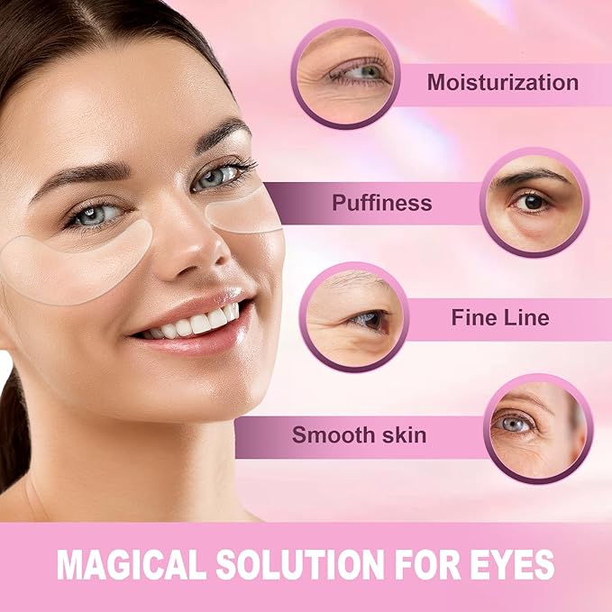 Akissos Under Eye Patches 6 PCS Silicone Reusable Eye Patches for Wrinkle, Puffiness Eyes, Dark Circles - Overnight Skin Facial Moisturizing Treatment for All Skin - Hypoallergenic Smile Line Pads