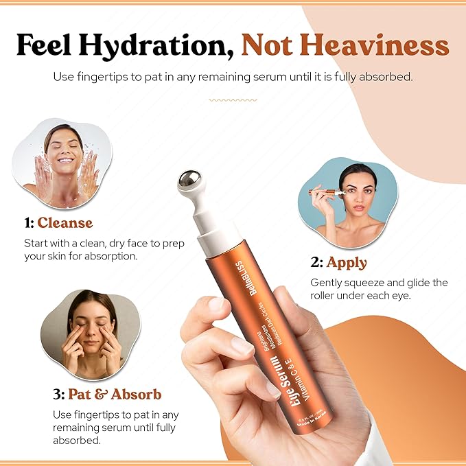 BellaBLISS Vitamin C & Vitamin E Eye Serum – Hydrating Under Eye Roller for Puffiness, Wrinkles & Dark Circles – Lightweight Cooling Formula – 0.5 fl.oz / 15 ml – Pack of 1