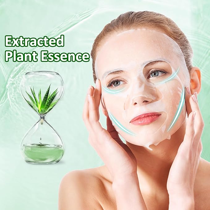 Aloe Vera Soothing Mask Hydrating Face Masks Skincare Moisturizing Facial Sheet Mask Skin care for Dry, Oily, Sensitive Skin Face Mask for Acne, Sun Care, Calming, 25ml/0.88oz, Pack of 10