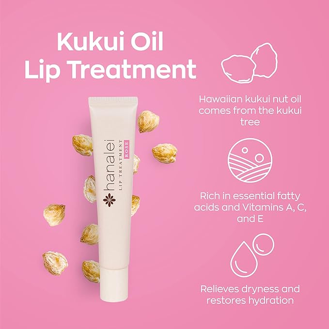 Hanalei Lip Treatment Bundle (Rose and Mauve Pink) | Made with Kukui Oil, Shea Butter, Agave, and Grapeseed Oil, Soothe Dry Lips (Cruelty free, Paraben free)