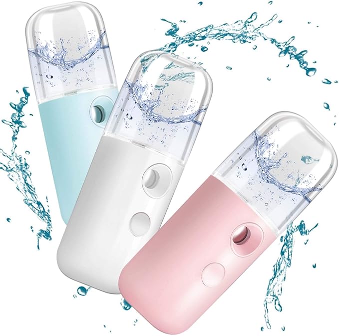 GIVERARE 2 Pack Nano Facial Steamer, Handy Mini Mister, USB Rechargeable Mist Sprayer, 30ml Visual Water Tank Moisturizing&Hydrating for Face, Skin Care, Eyelash Extensions-Blue