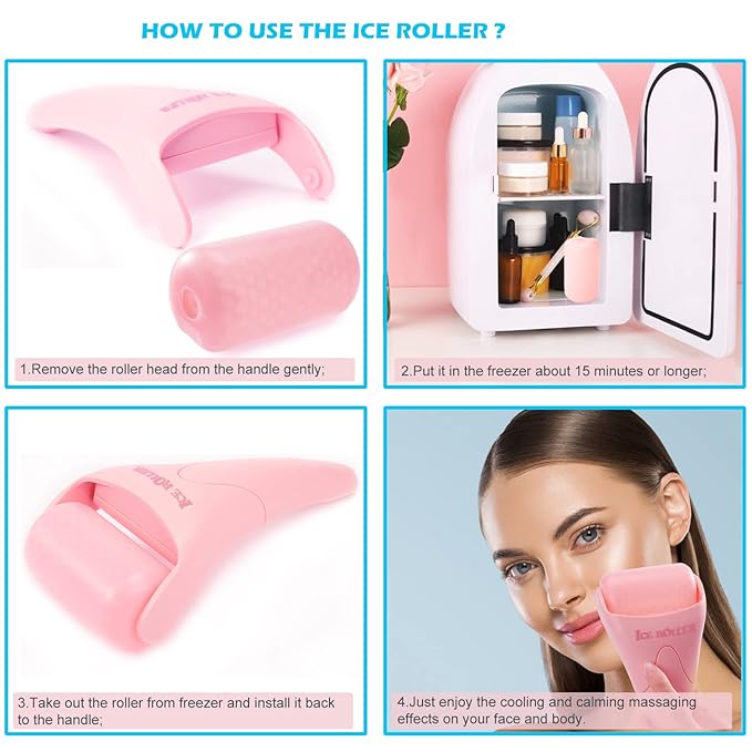 Ice Rollers, 2 Packs Skincare Tools, Face Roller for Wrinkles and Lifting, Reduces Puffiness, Migraine Pain and Fatigue Relief, Ideal Gift for Women and Suit for All Skin Types