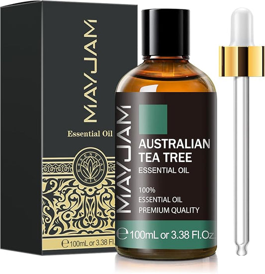 Australian Tea Tree Essential Oil, MAYJAM Pure Essential Oils for Diffusers, 3.38FL.OZ/100ML Large Volume Australian Tea Tree Oil with Premium Glass Dropper