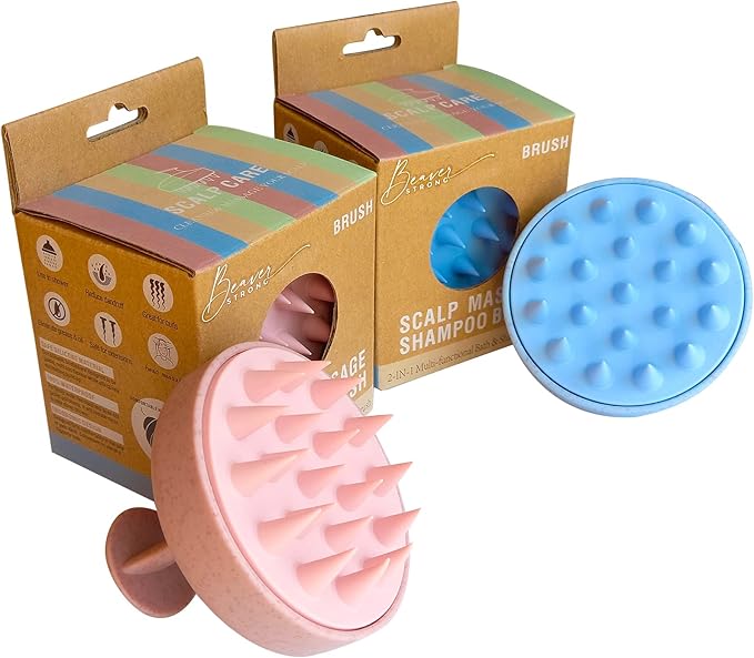 Shampoo Massager Brush, Silicone Scalp Cleanser and Head Scrubber Round Brush for Shower and Hair Care (Blue)