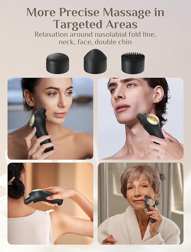 Facial Device, Rechargeable Facial Roller Massager, Portable Facial Kit with Red Light for Skin Care, Waterproof Face Massager with Cleaning Function