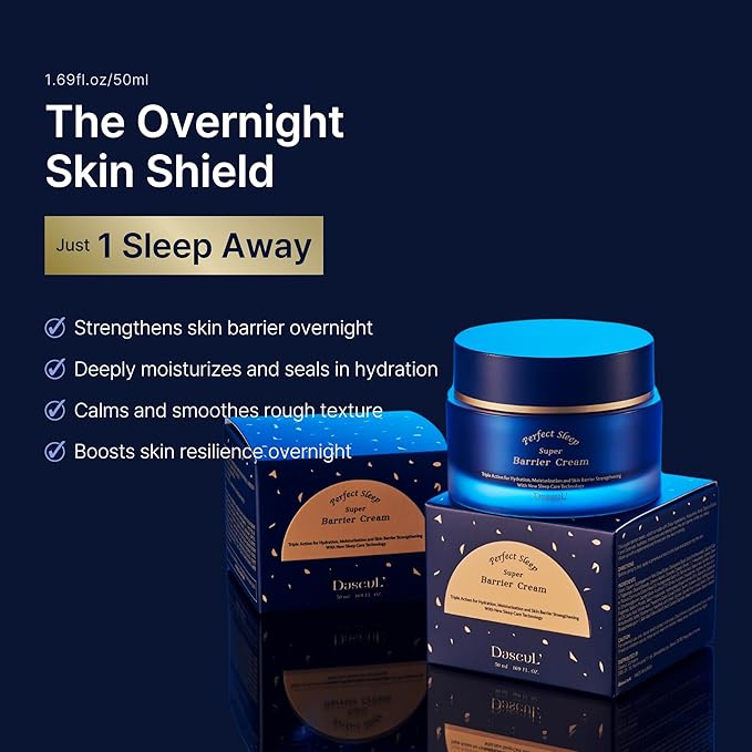 Perfect Sleep Super Barrier Cream 1.69fl.oz, Dense Ceramide Sleep Balm for Strengthening Skin Barrier, Soothing Irritation & Restoring Hydration Overnight Korean Facial Moisturizer