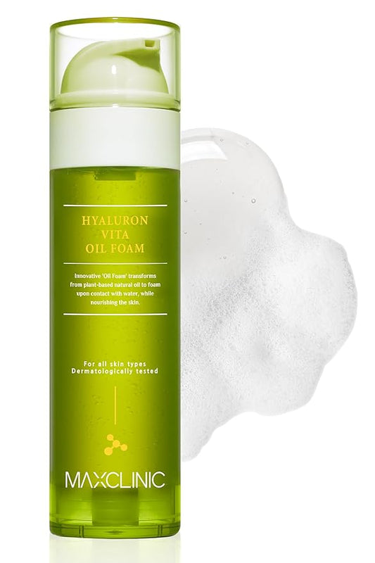 [K-Beauty] Hyaluron Vita Oil to Foam - All-in-One Korean Face Wash Oil Based Foaming Facial Cleanser - Pore Minimizing & Blackhead Remover - Makeup Deep Cleansing Oil for Dry Skin (3.88 fl oz)
