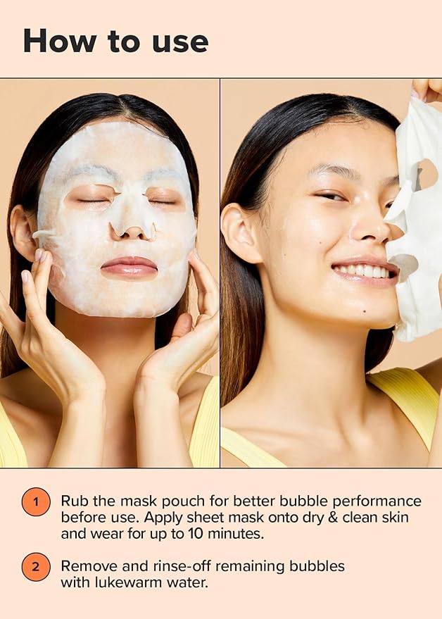 I DEW CARE Face Sheet Mask - Glow Up Bubbles | Vitamin and Niacinamide, Daily Skin Care,Facial Treatment, Illuminating, Detox, Moisturizing, Korean Sleeping Face Mask, Hydartion, Anti Wrinkle, 5ea