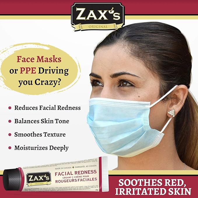 Zax's Facial Redness Diminishing Cream, Rapid Relief for Rosacea, Windburn & Dehydrated Skin, Intensive Moisturizing with Organic Natural Ingredients, Pharmacist Developed, 28g