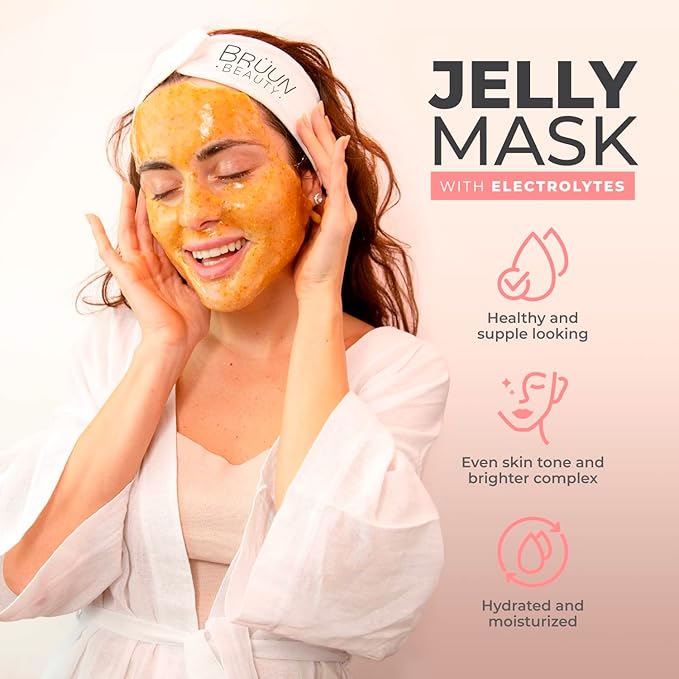 BRÜUN Peel-Off Jelly Mask Hydrating Premium Modeling Rubber Mask Spa Set - 10 Treatments (24k Gold, Lavender, Kiwi, Peppermint, Egyptian Rose, Matcha, Chamomile, Tea tree, Jazmine)