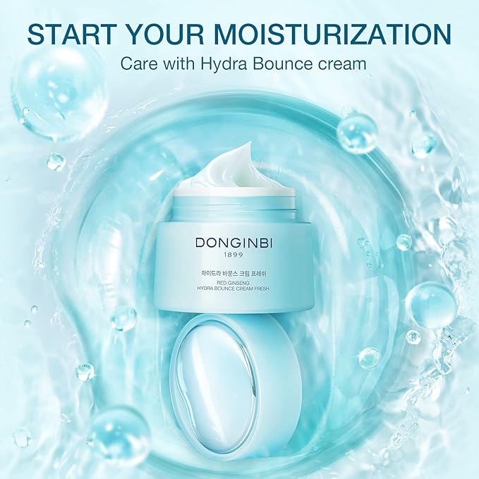 Donginbi Red Ginseng Hydra Bounce Cream Fresh - Mother's Day Gifts, Korean Red Ginseng Skin Moisturizing Face Cream for Dry and Oily Skin, 0.84 oz / 25 ml