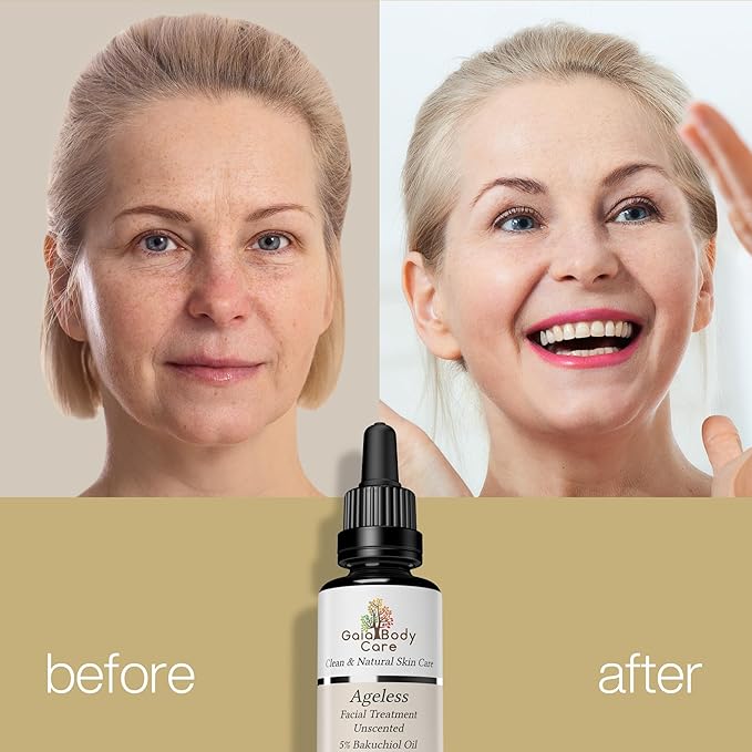 Gaia Body Care 5% Bakuchiol Oil Organic - Anti Aging, Anti Wrinkle, Reduces Fine Lines, Smooths Skin, Hydrates - Botanical Vegan - Natural Retinol Alternative Facial Oil (1oz, Unscented)