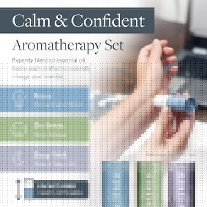 Scentered Aromatherapy Balm Gift Set - Calm & Confident - Pack of 3 Balms: Sleep Well, De-Stress, Focus - Rosemary, Cedarwood, Lavender Essential Oils - Aromatherapy Gifts for Women