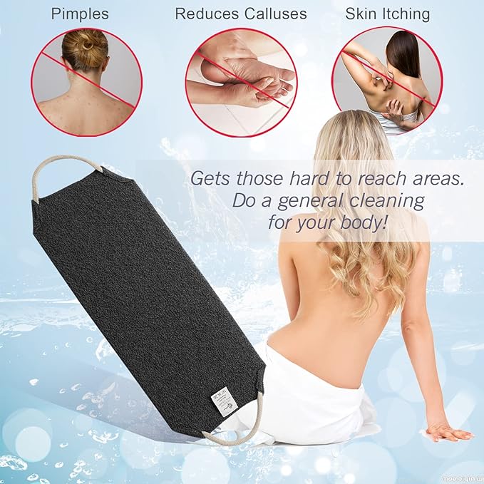 Evridwear Exfoliating Back Scrubber with Handles Two Sides for Body Shower Deep Cleans Skin Massages Invigorating Blood Circulation Men Women One Size (Gray)