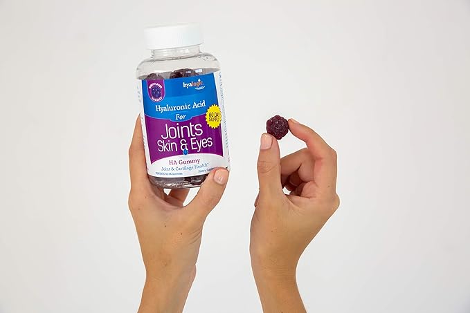 Hyalogic Hyaluronic Acid Gummies Mixed Berry Flavor HA Gummies – Gluten-Free Gummy Vitamins for Adults - HA Supplement for Skin & Eyes (30 Count)