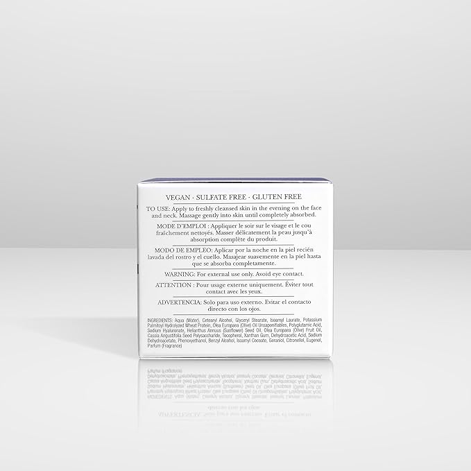 Polyglutamic Plus Hyaluronic Acid Night Cream - Deeply Hydrating Moisturizer - Overnight Anti-Aging Cream for Face - Vegan – Sulfate & Paraben Free - For Men & Women - Travel Size - 1.7 oz