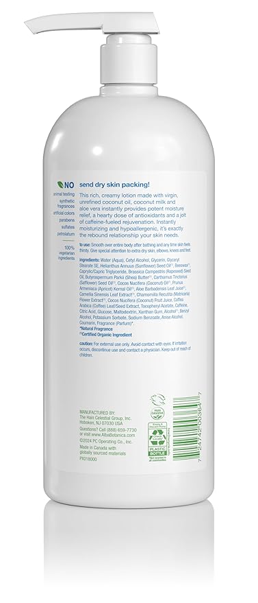 Alba Botanica Daily Moisturizing Lotion, Dry to Very Dry Skin, with Shea Butter and Coconut Oil, 32 Oz (Packaging May Vary)