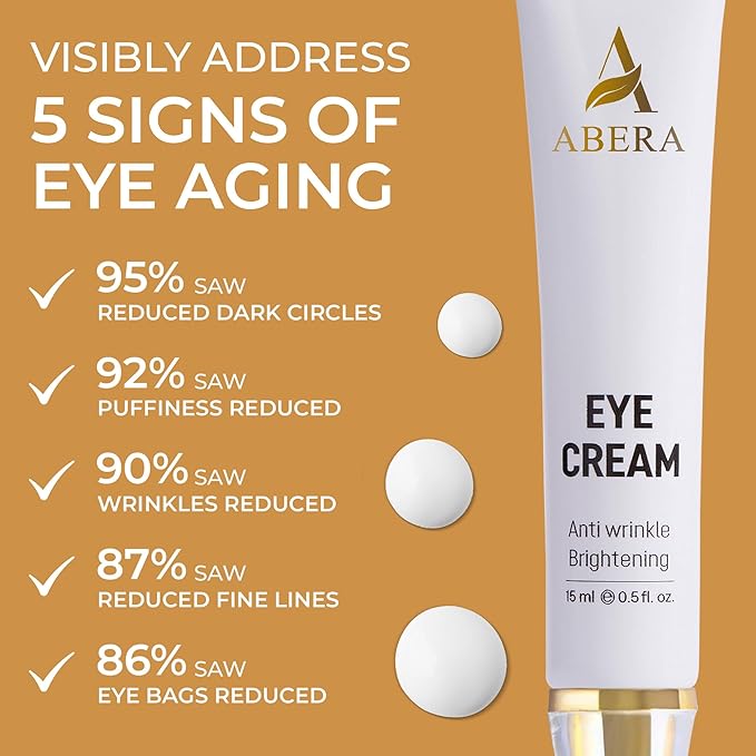 ABERA Natural Repair Eye Cream with Set 15 Eye Masks, Minimizes Under Eye Bags & Dark Circles, Reduce Puffiness, Wrinkles and Fine Lines, 0.5 fl oz
