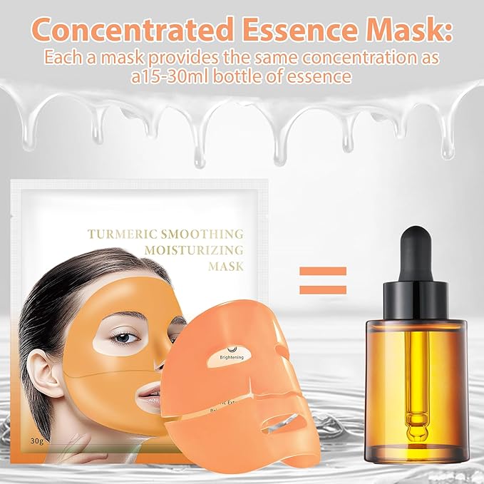 Turmeric Hydrogel Face Masks Skincare 4 Pack, Deep Hydrating Overnight Facial Mask Sheet, Hydro Jelly Masks for Facials Professional, Night Gel Wrapping masks Sheet for Women Skin Care