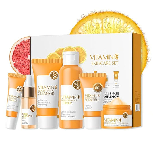 Vitamin C Skin Care Set, Beauty Skincare Set For Women - Complete Skin Care Coreano Kit, Birthday Gifts Set For Teens, 6 In 1 Skin Care Routine Kit For Women, Facial Kit Skincare Gift Set